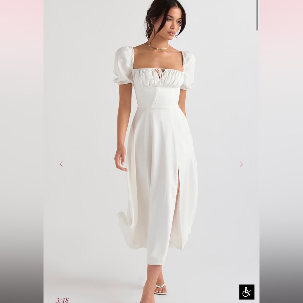 House of CB Tallulah White Puff Sleeve Dress